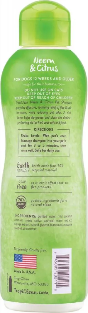 TropiClean Neem & Citrus Flea & Tick Relief Shampoo for Dogs