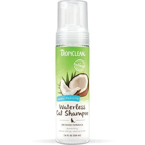 TropiClean Waterless Dander Reducing Shampoo for Cats, 7.4oz, Made in USA