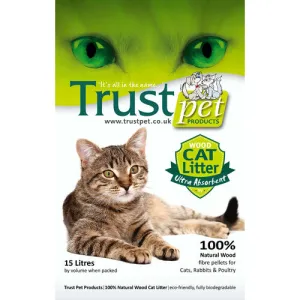Trust Pet Products 100% Natural Wood Pellet Non Clumping Cat Litter 15 Litre