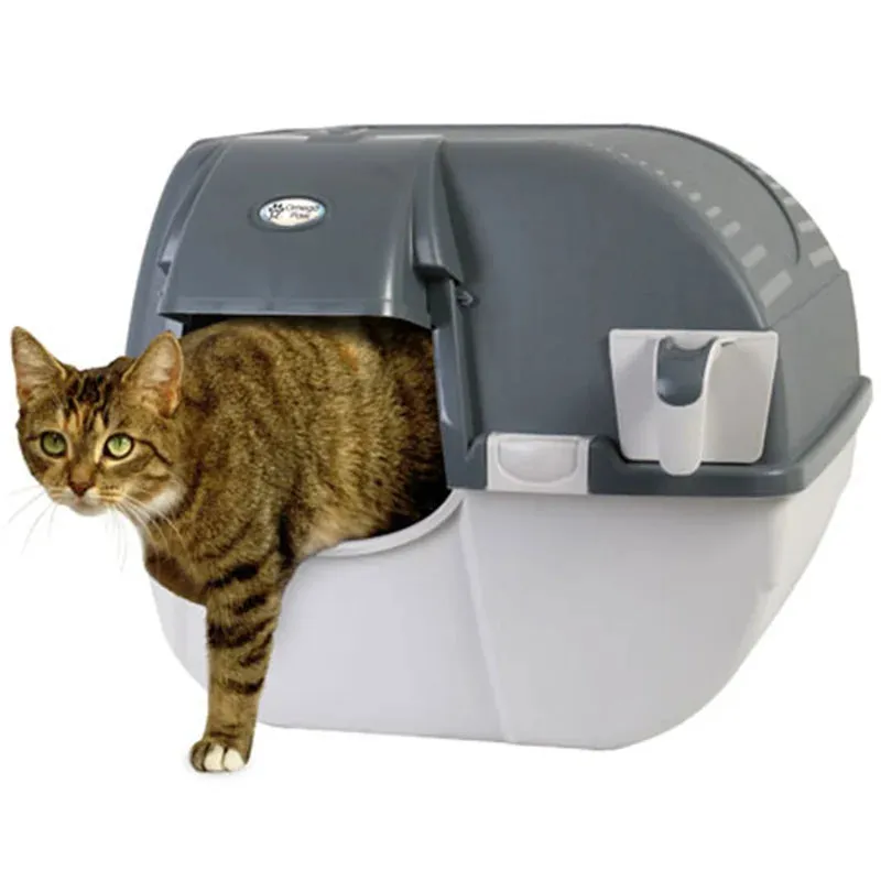 Wayfair Item! Omega Paw Easy Fill Roll N Clean No Scoop Self Cleaning Cat Litter Box, Grey
