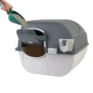 Wayfair Item! Omega Paw Easy Fill Roll N Clean No Scoop Self Cleaning Cat Litter Box, Grey
