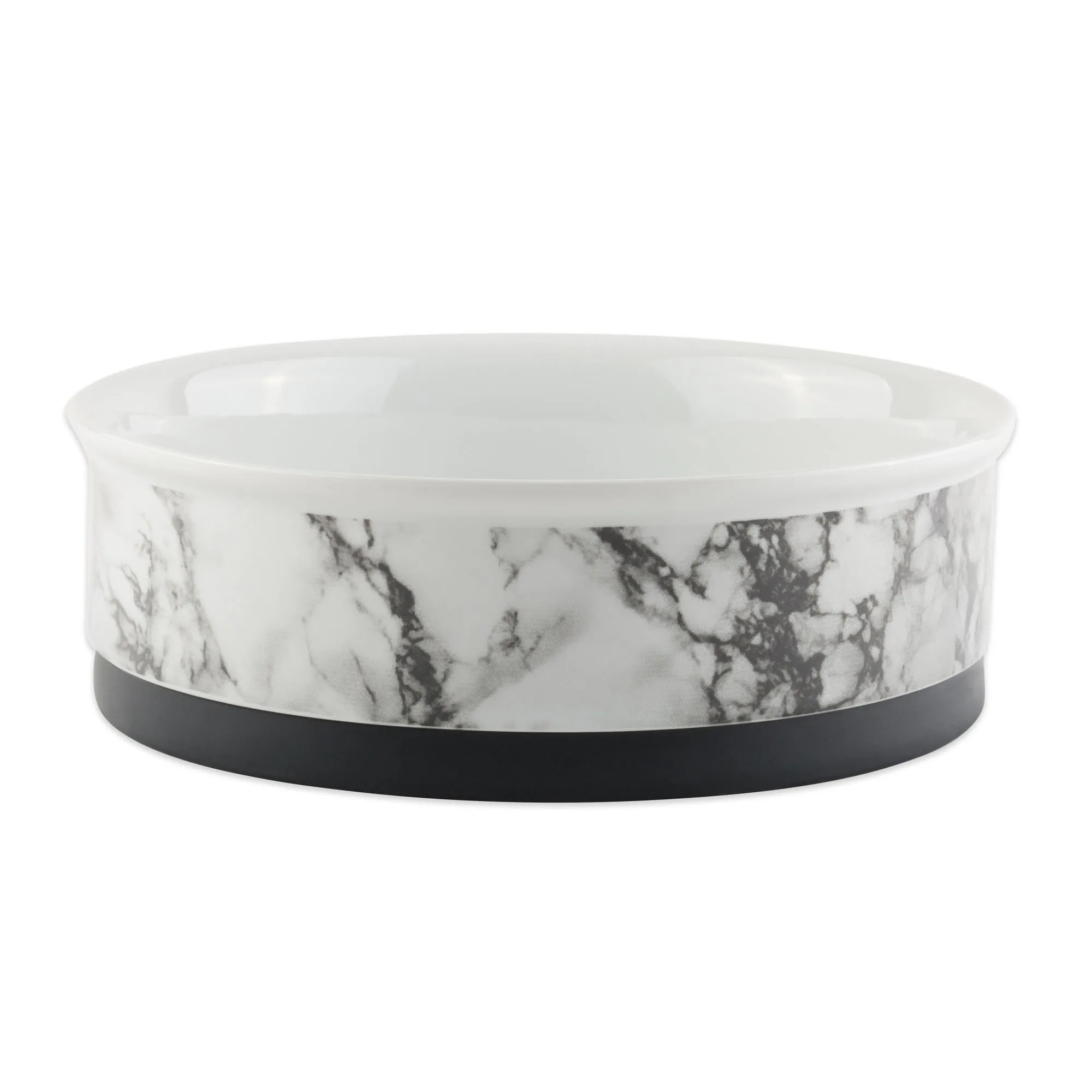 White Marble Pet Bowl Set of 2 , Large 3.75 C. Capacity