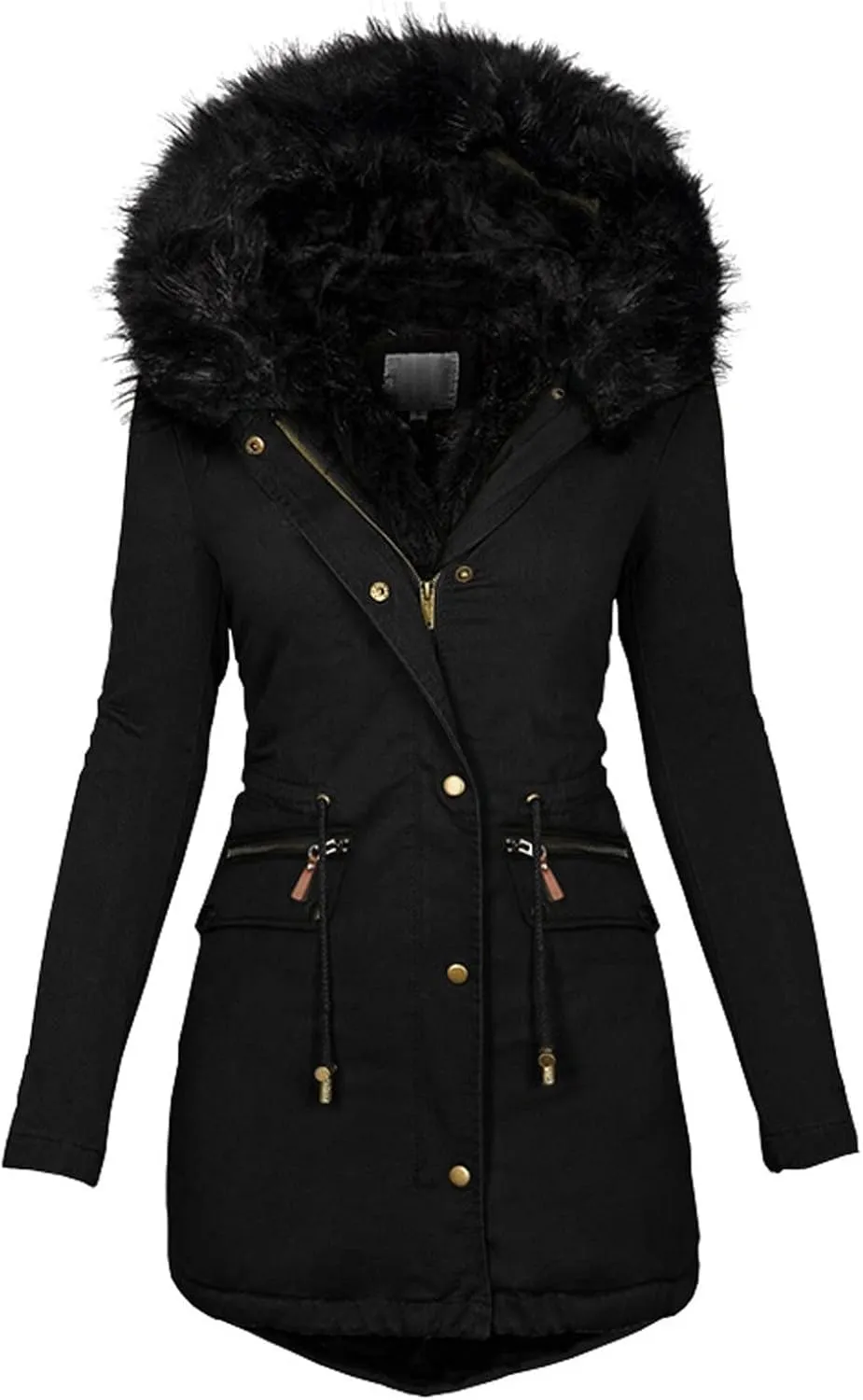 Winter Coats for Women Thick Puffer Jacket with Fur Hood Fleece Lined Winter Parka Jacket Plus Size Overcoat Snow Coat