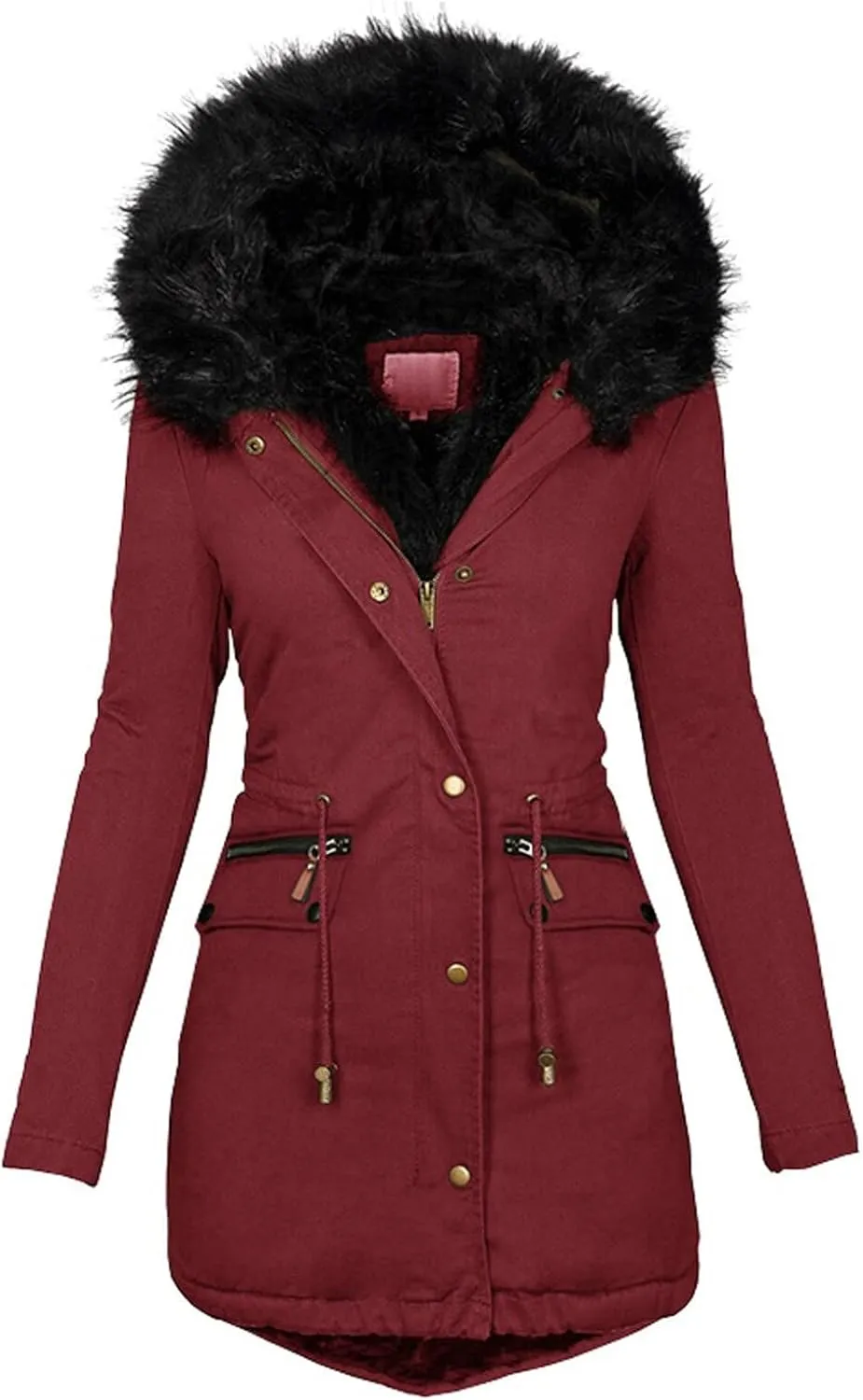 Women's Long Winter Puffer Coat Windproof Warm Maxi Down Jacket Fleece Lined Parka with Faux Fur Hood Thicken Winter Coat