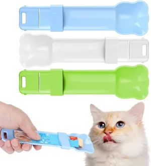 Yummy Sam 3pcs Cat Strip Feeders, Cat Lickable Puree Treat Food Dispenser, Kitten Strip Squeeze Spoon for Wet Food and Liquid Snack, Pet Food Mixing Spoon Feeding Scoop for Small Pets Puppies